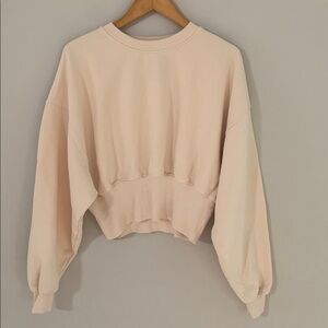 People Of Leisure POL Sonoma Organic Cotton Crew Neck Sweatshirt Cream Medium